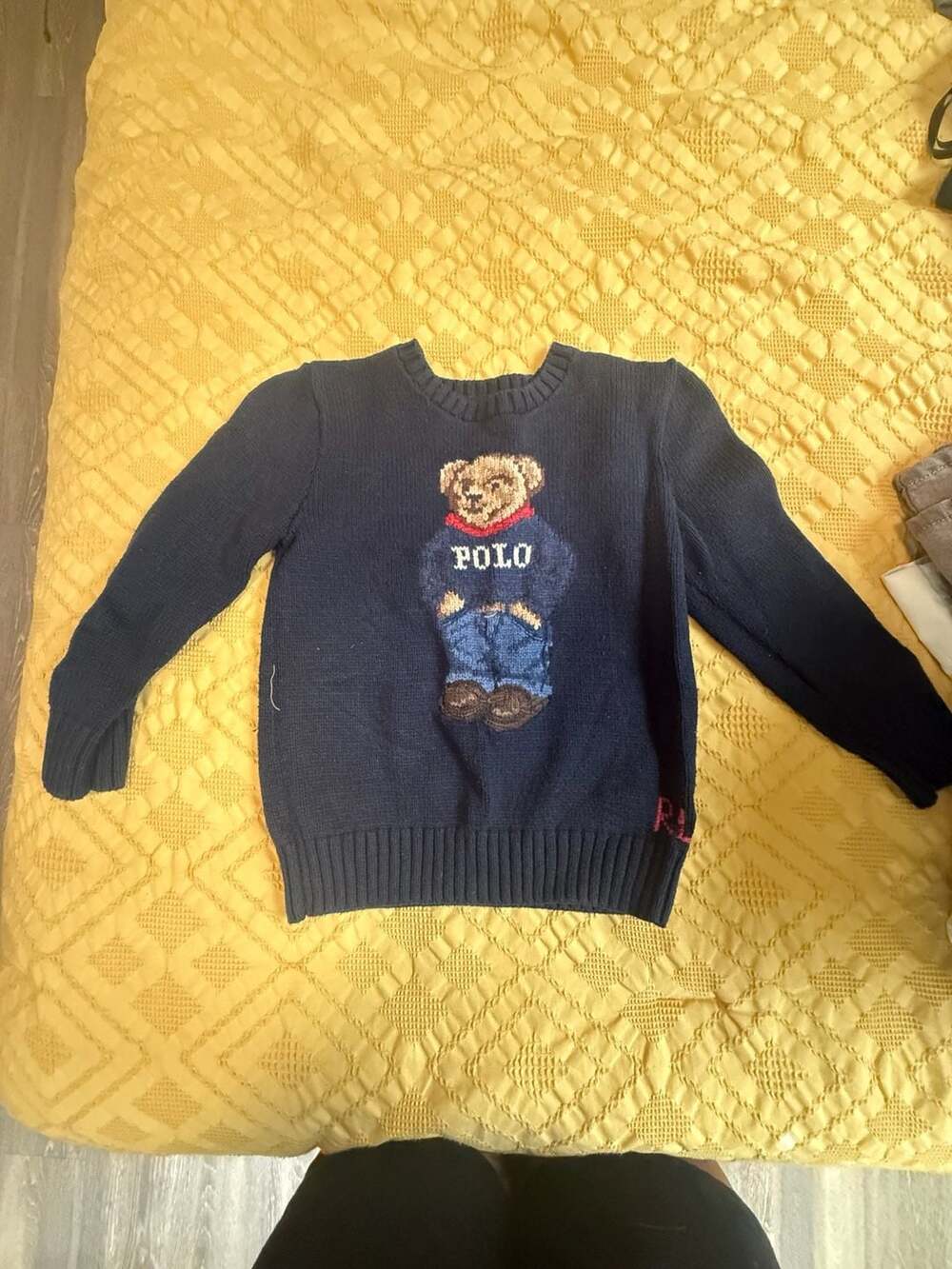 Polo Ralph Lauren Kids Navy Cotton Polo Bear Sweater Size 5